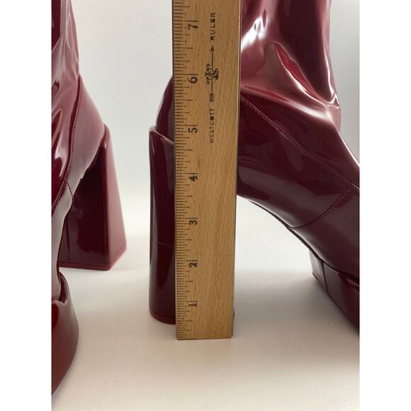 Charles & Keith Darcy Patent Platform Ankle Boots - Red 37 US 7 - Picture 2 of 10
